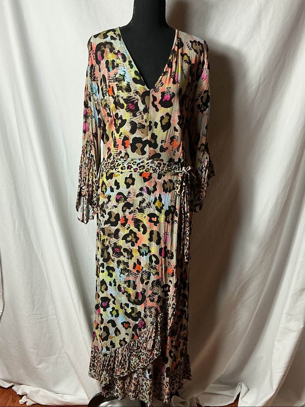 Anthropologie Bl-Nk London Leopard-Print Maxi Wrap Dress in Multicolor
